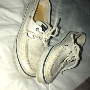 white sequin sperrys